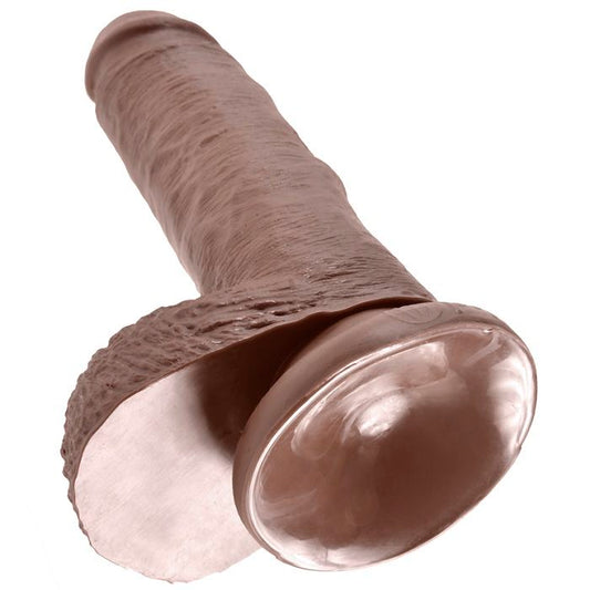 Dildo marrone KING COCK da 17,8 cm con sfere, realistico e dettagliato, ideale per stimolazione e piacere.