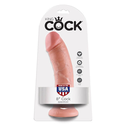 Dildo KING COCK in silicone color carne, lungo 20,3 cm, con forma realistico e dettagli anatomici.
