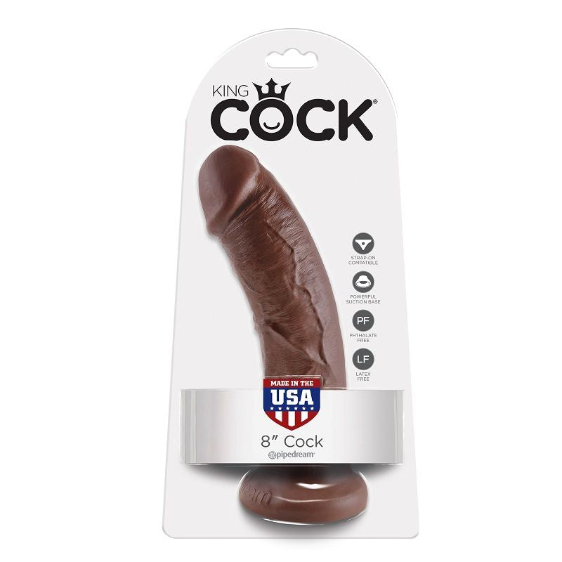 Dildo marrone KING COCK da 20,3 cm, forma realistico e dettagliato, ideale per uso personale.