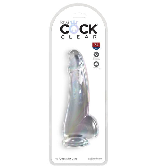Dildo trasparente KING COCK con testicoli, lunghezza di 15,2 cm, dettagli realistici, morbido e di alta qualità
