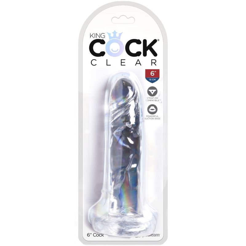 Pene realistico trasparente King Cock da 15,5 cm, dettagli realistici e design trasparente per uso intimo.