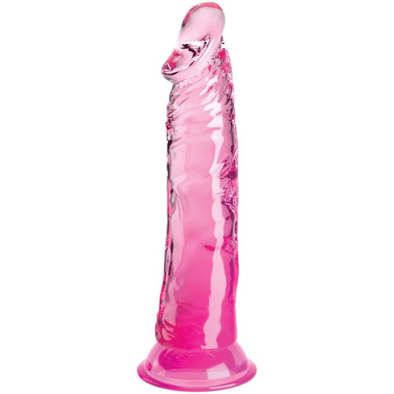 Pene realistico KING COCK trasparente rosa lungo 19,7 cm, dettagli realistici e morbidi, con superficie liscia e naturale.