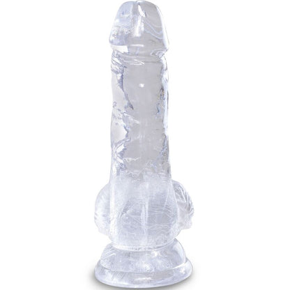 Pene realistico trasparente KING COCK con sfere, lunghezza 10,1 cm, dettagli realistici e superficie liscia.