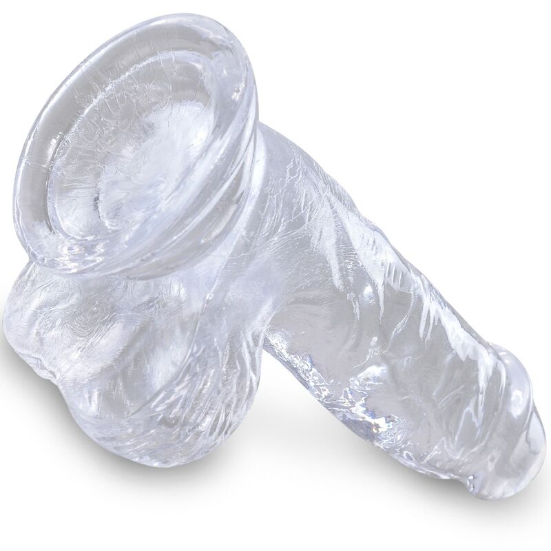 Pene realistico trasparente KING COCK con sfere, lunghezza 10,1 cm, dettagli realistici e superficie liscia.