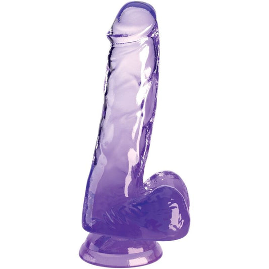 Dildo realistico viola KING COCK, penne con sfere di 13.5 cm, dettagli realistici e superficie liscia.