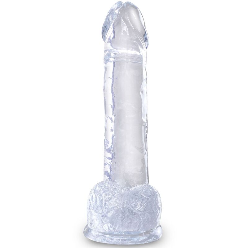 Pene realistico trasparente KING COCK, 15,2 cm con sfere, dettagli realistici, morbido e trasparente, per piacere e stimolazione.