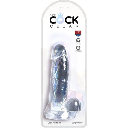 Pene realistico trasparente KING COCK, 15.2 cm con sfere, dettagli realistici, visibile immagine del prodotto in plastica trasparente.