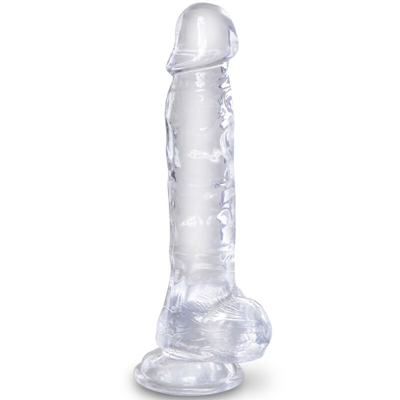 Penna realistico trasparente KING COCK con sfere, lunghezza 16,5 cm, dettagli realistici e design trasparente.