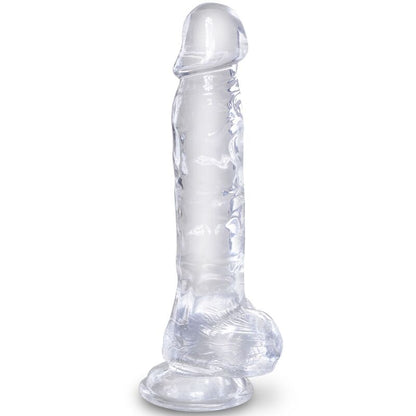 Penna realistico trasparente KING COCK con sfere, lunghezza 16,5 cm, dettagli realistici e design trasparente.