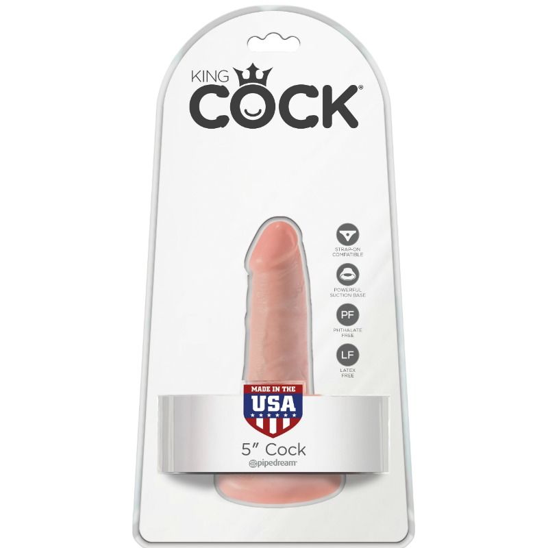 Dildo in silicone King Cock con sfera da 14 cm, colore carne, dettagli realistici e superficie liscia.