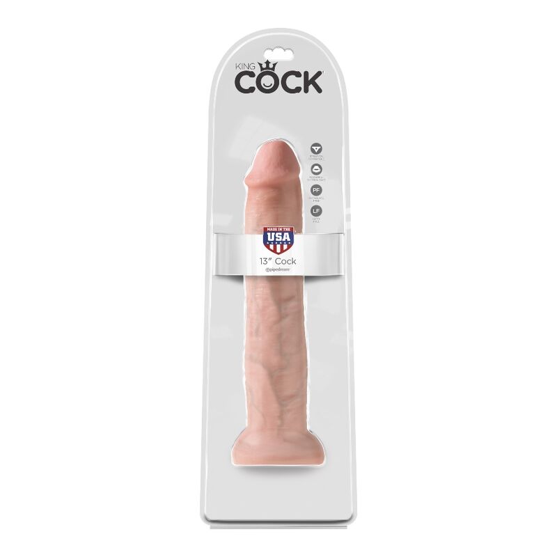 Dildo realistico KING COCK lungo 33 cm con dettagli realistici e texture naturale, ideale per uso personale.