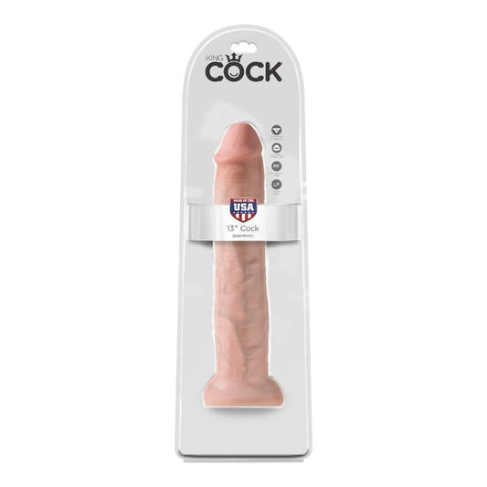 Dildo realistico KING COCK lungo 33 cm con dettagli realistici e texture naturale, ideale per uso personale.