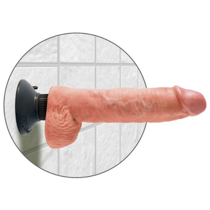 Dildo vibrante KING COCK con testicoli, lunghezza 25,5 cm, colore naturale, dettagli realistici, ideale per piacere e stimolazione