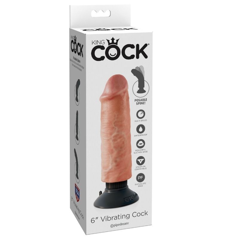 Dildo vibratore KING COCK di 15,24 cm in materiale naturale, immagine che mostra dettagli realistici e superficie liscia.
