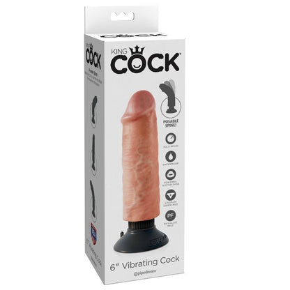 Dildo vibratore KING COCK di 15,24 cm in materiale naturale, immagine che mostra dettagli realistici e superficie liscia.