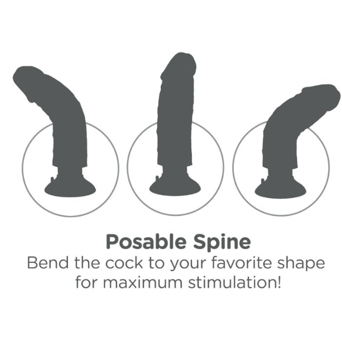 Dildo vibratore KING COCK di 23 cm in silicone di colore naturale, dettagli realistici e texture morbida.