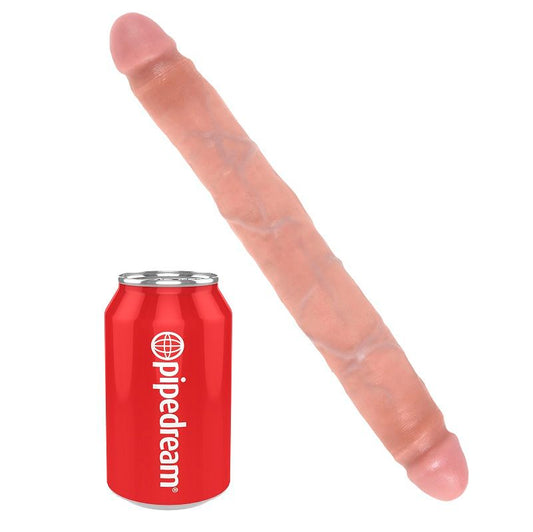 Dildo doppio sottile KING COCK di 30 cm, superficie liscia e lunga, ideale per uso erotico e stimolazione.