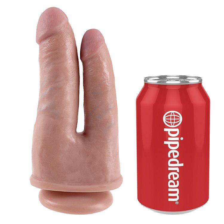 Penetratore doppio KING COCK in silicone nero, design realistico, dettagliato, per stimolazione intensa e comfort.