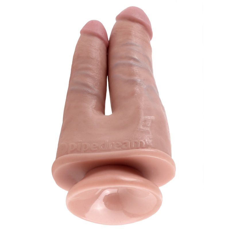 Penetratore doppio KING COCK in carne, oggetto per adulti con design realistico, visibile in primo piano nell'immagine.