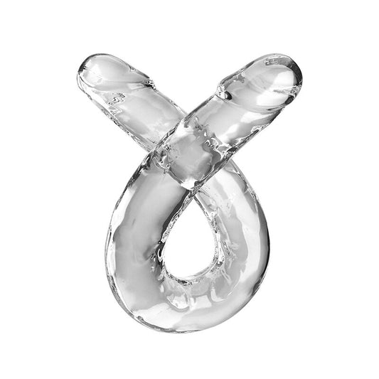 Doppio Trouble di KING COCK, dildo trasparente lungo 46 cm, con dettagli realistici e superficie liscia.