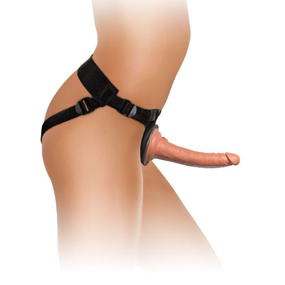Imbracatura regolabile KING COCK Elite con dildo di 17,8 cm, comoda e resistente, visibile in primo piano.
