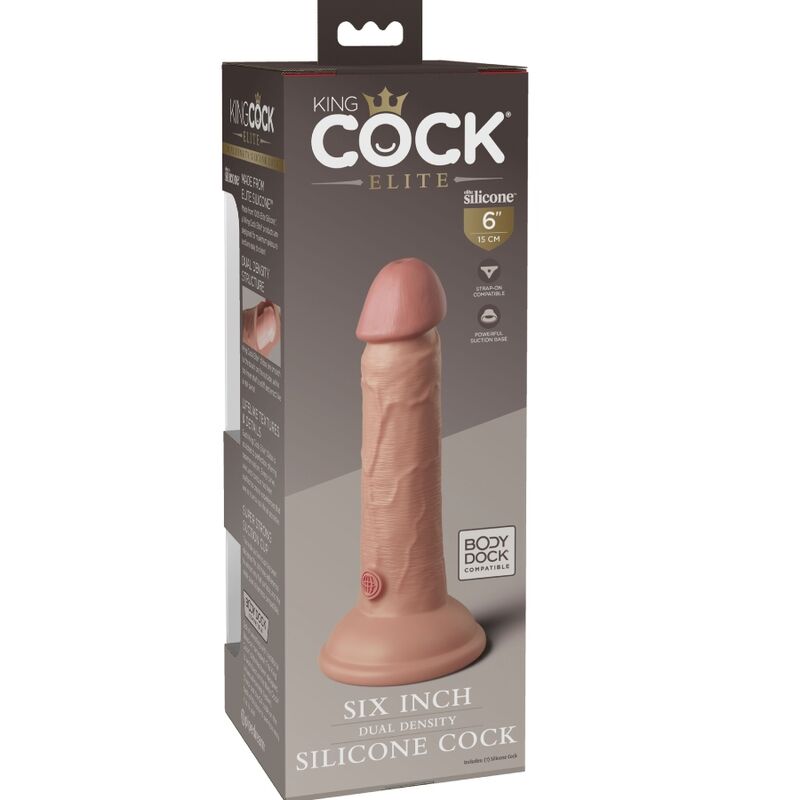 Dildo realistico in silicone KING COCK Elite, lunghezza 15,2 cm, con dettagli realistici e texture naturale.
