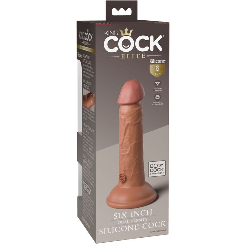 Dildo realistico in silicone KING COCK ELITE, lunghezza 15.2 cm, colore caramel, con dettagli realistici e texture naturale