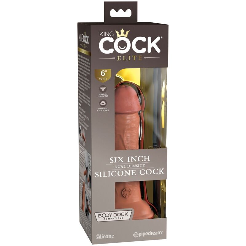 Dildo realistico in silicone KING COCK Elite, 15.2 cm, colore caramello, con dettagli realistici e forma anatomica.