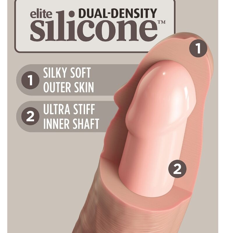 Dildo realistico in silicone KING COCK ELITE di 17,8 cm con dettagli anatomici e texture naturale, visibile in primo piano.