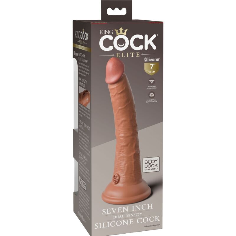 Dildo realistico in silicone KING COCK Elite, 17,8 cm, colore caramello, con dettagli realistici e forma anatomica.