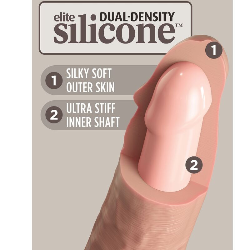 Dildo realistico in silicone KING COCK ELITE, lungo 23 cm, con dettagli realistici e superficie liscia.