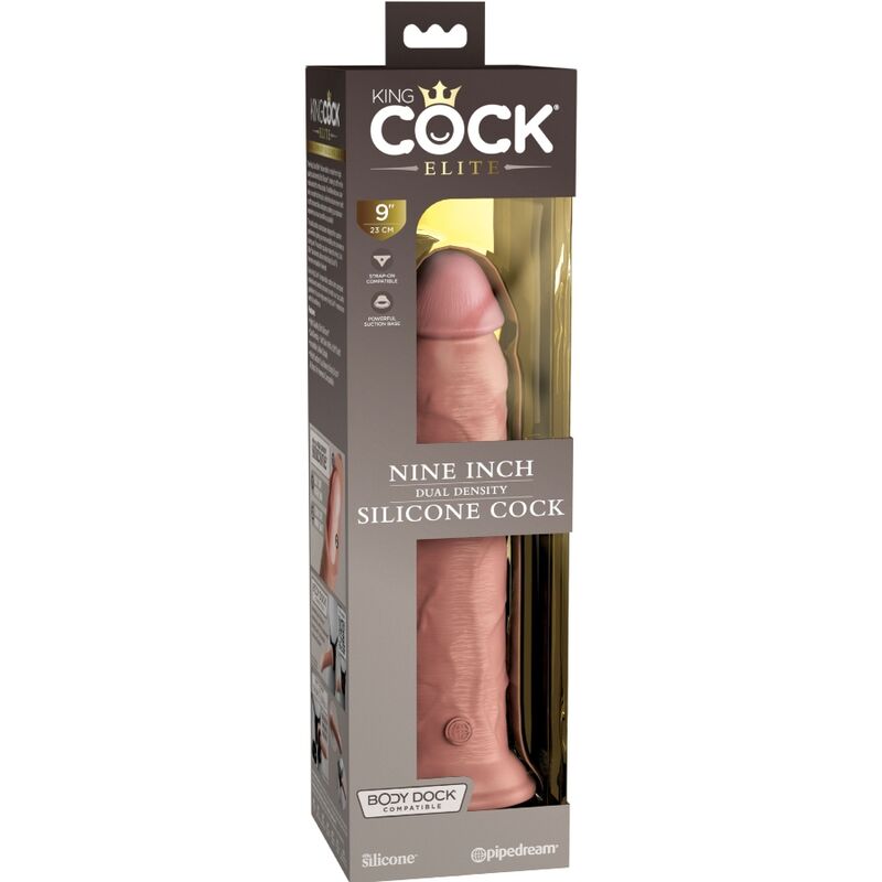 Dildo realistico in silicone KING COCK ELITE, lungo 23 cm, con dettagli realistici e superficie liscia.