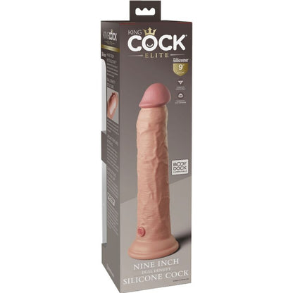 Dildo realistico in silicone KING COCK ELITE, lungo 23 cm, con dettagli anatomici e finitura liscia in immagine.