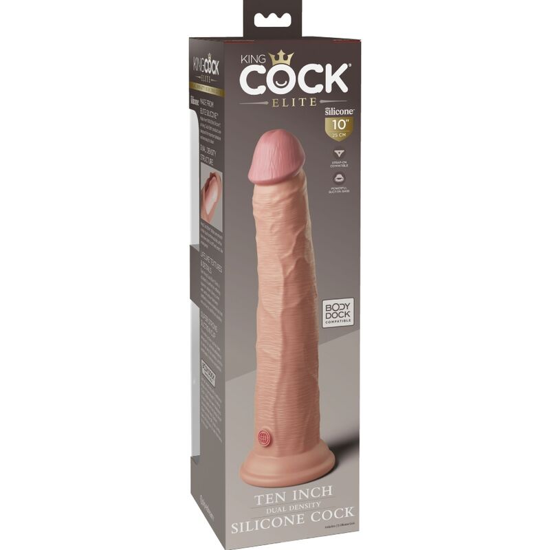 Dildo realistico in silicone KING COCK ELITE, lunghezza 25,4 cm, con dettagli realistici e superficie liscia.
