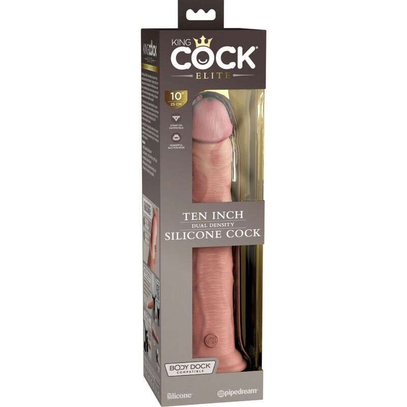 Dildo realistico in silicone KING COCK ELITE, lunghezza 25,4 cm, con dettagli realistici, visibile in immagine.