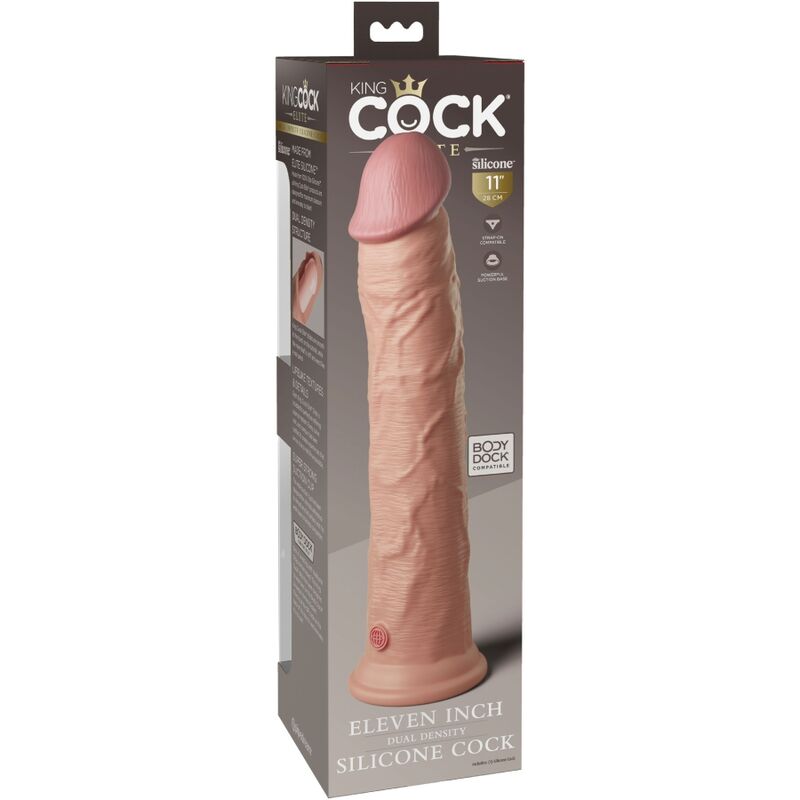 Dildo realistico in silicone KING COCK Elite, 28 cm, con dettagli realistici e superficie liscia, per uso erotico.