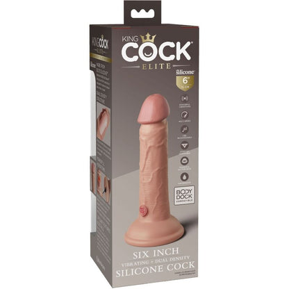 Dildo realistico vibrante in silicone KING COCK ELITE, lunghezza di 15,2 cm, dettagli realistici e superficie liscia.