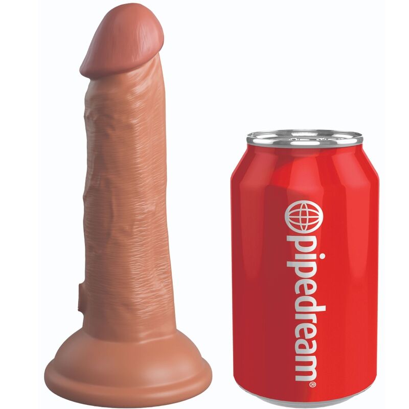 Dildo realistico vibrante in silicone KING COCK ELITE, 15,2 cm, colore caramello, design dettagliato e morbido.