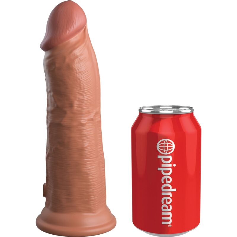 Dildo realistico vibrante KING COCK Elite in silicone, lunghezza 20,3 cm, colore caramel, con dettagli realistici e texture.