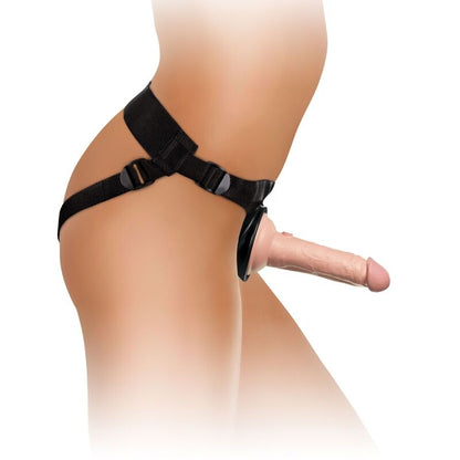 Imbragatura regolabile KING COCK Elite con dildo da 15,2 cm, ideale per principianti, visibile in primo piano.