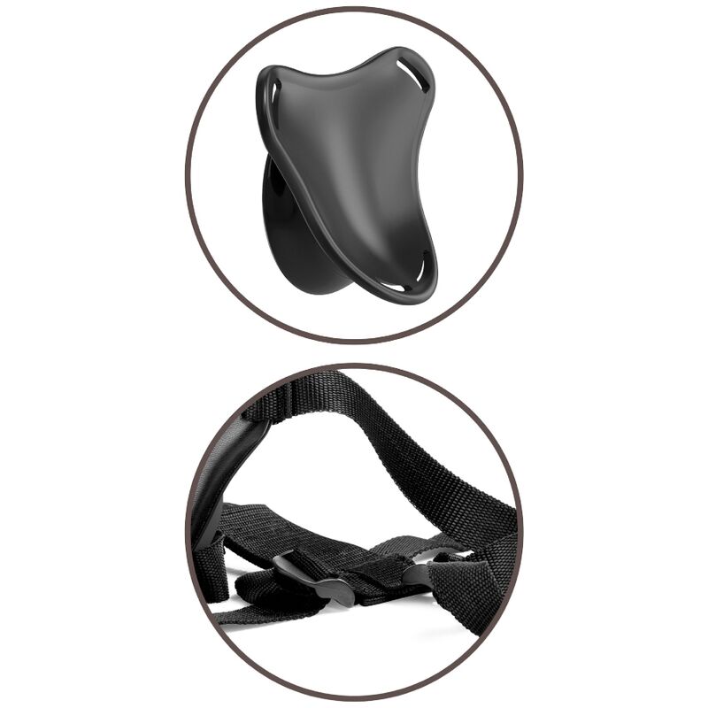 Imbragatura regolabile KING COCK ELITE per principianti, mostra il design nero e le cinghie resistenti per uso sicuro e confortevole.