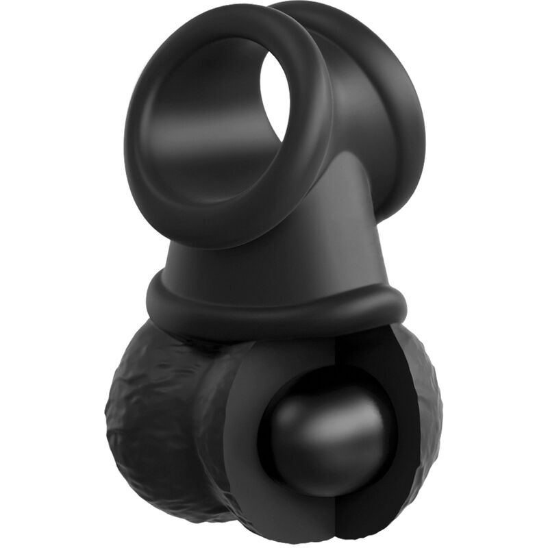 Imbracatura regolabile KING COCK Elite Kit con anello, testicoli e dildo di 20,3 cm, in pelle nera e dettagli di alta qualità.