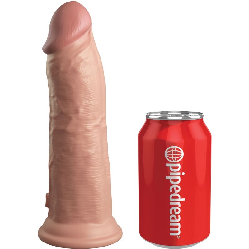 Imbracatura regolabile KING COCK Elite Kit con anello, testicoli e dildo di 20,3 cm in dettaglio, prodotto per adulti.