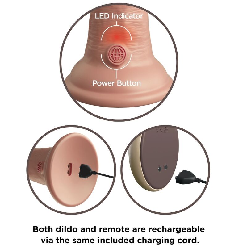 Vibratore dildo realistico KING COCK ELITE in silicone da 23 cm con telecomando, dettagli realistici e superficie liscia