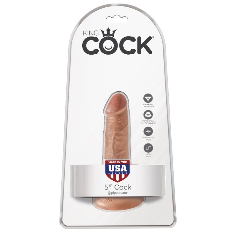 Penis realistico KING COCK da 12 cm in colore caramello, dettagli realistici e pelle liscia, ideale per uso personale.