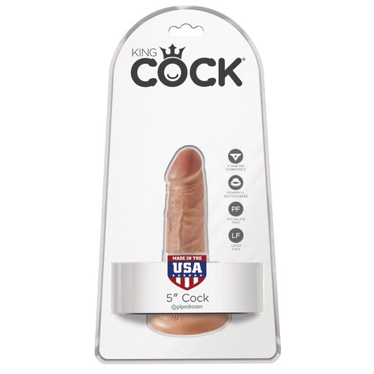 Penis realistico KING COCK da 12 cm in colore caramello, dettagli realistici e pelle liscia, ideale per uso personale.