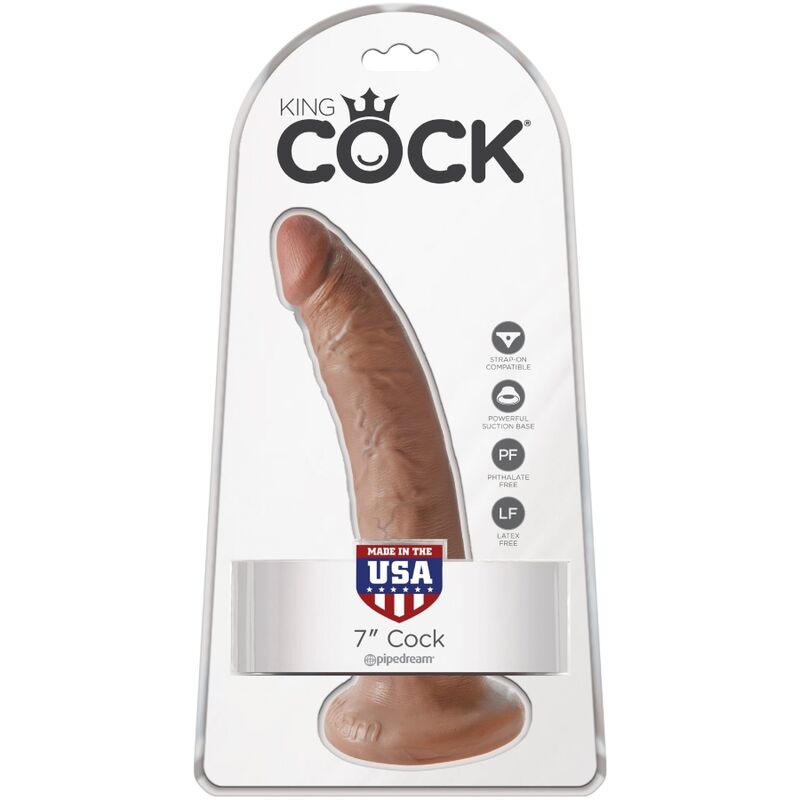 Penis realistico KING COCK da 17,5 cm in colore caramel, dettagli realistici e texture naturale visibili nell'immagine.