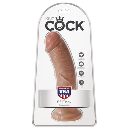 Penis realistico KING COCK da 19,5 cm in colore caramello, dettagli realistici e texture morbida, per piacere e comfort.