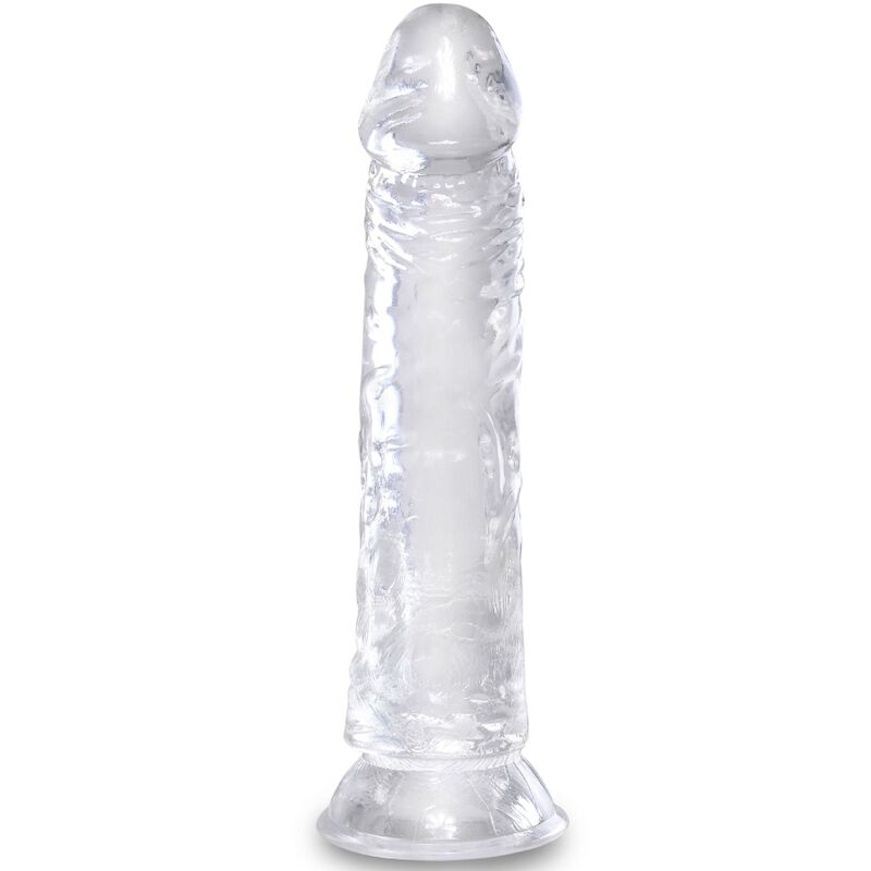 Pene realistico trasparente KING COCK, lunghezza circa 19.7 cm, dettagli realistici, superficie liscia e trasparente.