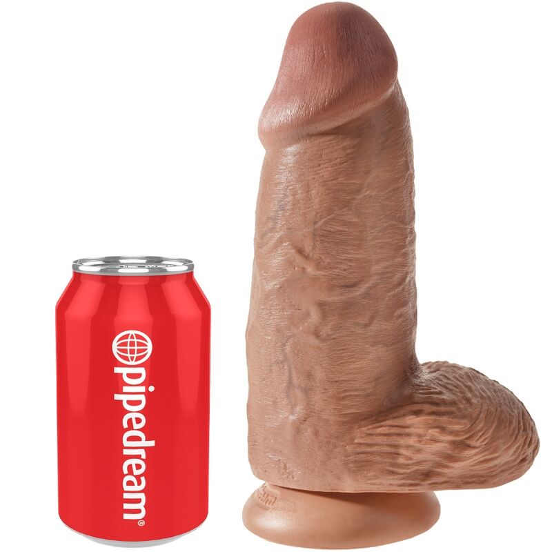 Penis realistico King Cock Chubby da 23 cm in colore caramello, dettagli realistici e texture morbida.